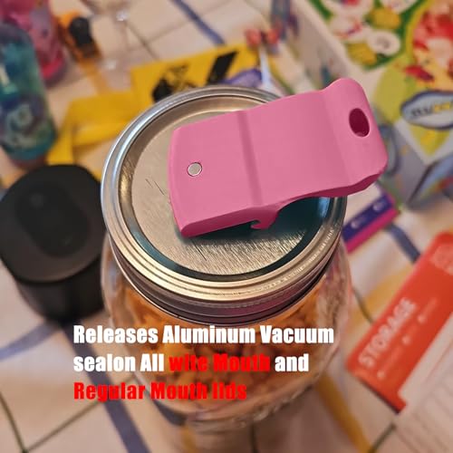 Mason Jar Opener and Canning Tool, Compatible with Mason Jar Lids, Releases Vacuum Seal on Wide Mouth and Regular Mouth, Magnetic Lid Lifter for Canning, Pickling (Peach Pink) - color: Peach Pink