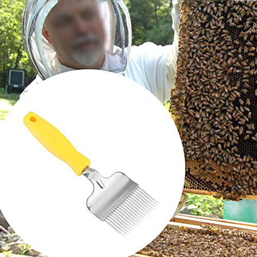 Bee Keeping Uncapping Fork, Honey Uncapping Fork Stainless Steel Honey Scraper with 19 Tines and Plastic Handle, Beekeeping Hive Tool 8.66 X 2.76 Inch