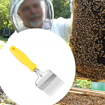 Stainless Steel Uncapping Fork, Beekeeping Tool with Comfort Grip Handle, Honey Comb Capping Removal Tool for Hive Inspection, Honey Extraction