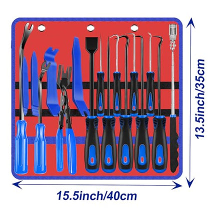 Keze 17 Pcs Hook and Pick Set Auto Trim Removal Tool Kit,Clip Plier Remover Tool Gasket Scraper Telescoping Magnetic Pickup Tool for Automotive Repair and Car Body Door Panel Fastener Removal - color: Blue-17 Hook and Pick Set