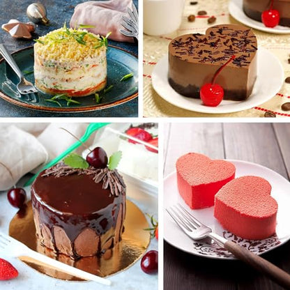 6 Pack Cake Ring Molds with 1 Pusher 1 Lifter, 3 Inch Seamless Mini Cheese Cake Cutter Ring Set, Stainless Steel Mini Food Mold for Mousse, Food Plating, Cookies, Baking (Round) - color: Round