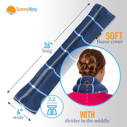 SunnyBay Microwavable Heating Pad for Neck and Shoulder, Heated Neck Wrap, Microwave Heat Pad, Weighted Beanbag Moist Hot or Cold Compress, 2.2 lbs, 26x4 Inches, Ocean Blue - color: 4x26 - Ocean Blue