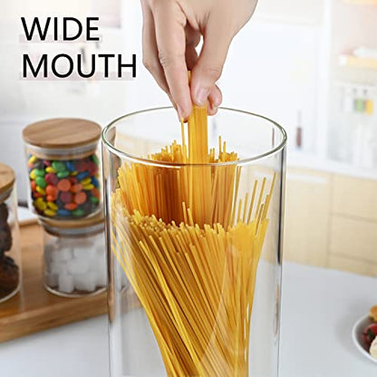 umieo 50oz (1400ml) Glass Jar with Lid Airtight Food Storage Container Bamboo Large Clear Canisters Hold Coffee Beans Candy Nuts Sugar - color: 50 OZ