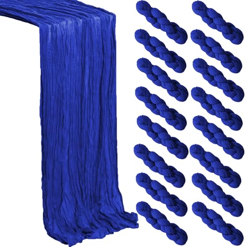 Royal Blue Cheesecloth Table Runner 16 Pack, 21x120 Inch Summer Easter Gauze Table Runner-Rustic Cheese Cloth Runners for Wedding,Bridal&Baby Shower,Birthday Party,Farmhouse&Holiday Table Decor - color: Royal Blue, size: 16Pack