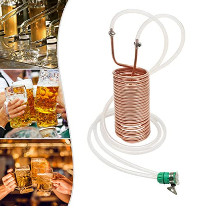 7.87 * 3.94in Copper Immersion Wort Chiller, Universal Garden Hose Connector Cooler Coil, Homebrew Malt Cooling Accessory, for Homemade Beer Wort Temperature Reduction