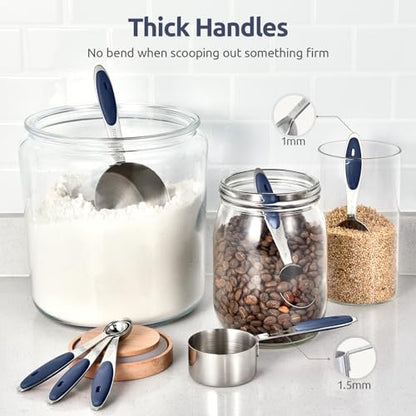 U-Taste Measuring Cups and Spoons: Food Grade 18/8 Stainless Steel 12 Pieces Metal Stacking Kitchen Baking Cooking Measure Set with Strengthened Weld Joints (Midnight Blue, Upgraded Version) - color: Navy Blue
