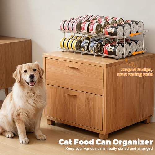 Can Organizer for Pantry, Modular 2-Tier Adjustable Canned Cat Food Organizer for Soup Cans, Dog Food Cans & Beverage Cans, Clear Can Rack for Pantry and Fridge - size: 2 Tiers-6 Pcs