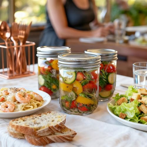ComSaf 16 oz Wide Mouth Mason Jars Bulk Set, 8 Pack Jars with Lids | Clear Body, Salad Prep, Pickles, Overnight Oats, Honey, Candle Making, Wedding Favors - size: 16oz*8 wide mouth