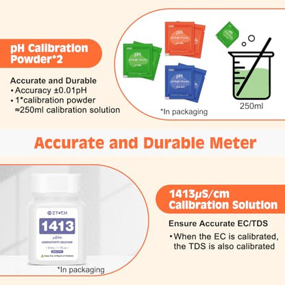 pH Meter for Water, Smart pH TDS EC Meter for Water Hydroponic, 4 in 1 pH Conductivity PPM Temp Meter for Drinking Water, Brewing, Aquarium, Pool, Spa
