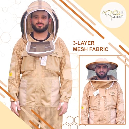 3-Layer Ventilated Bee Suit for Men & Women, Sting Proof Beekeeping Suit with Fencing Veil & Round Brim Hat - size: X-Large