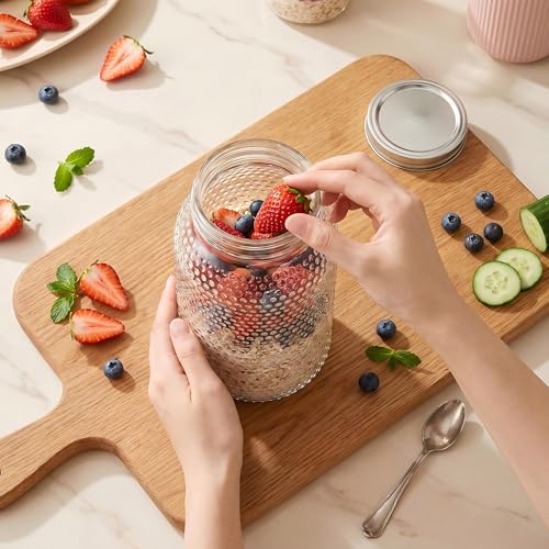 WELLIFE 1 Pack 64 oz Mason Jars Wide Mouth,Large Mason Jars for Pickling, Canning, Fermenting and Food Storage, Microwave & Dishwasher Safe - color: Clear Dot Mason Jars 64oz-1Pcs