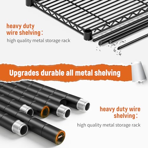 REIBII Storage Shelves 45.3''W Wire Shelving Unit 4 Tier Metal Shelves for Storage Rack Metal Shelving for Pantry Shelves Kitchen Steel Shelving, 45.3''W*63''H*17.7" D - size: 45.3"W×63"H×17.7"D
