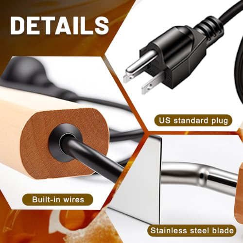 Electric Honey Uncapping Knife, Heated Beekeeping Knife with 10 Inch Stainless Steel Serrated Blade, Fast Heating Honeycomb Cutter Scraper with Wooden Handle for Bee Hive Honey Harvesting
