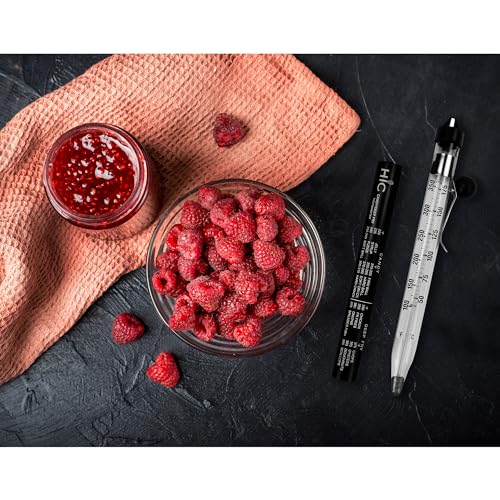 HIC Kitchen Roasting Deep Fry Candy Jelly Thermometer, Easy-Read Glass Tube with Protective Sheath and Temperature Guide - size: 8.5-Inches, style: Deep Fry, Glass, 8.5 Inches