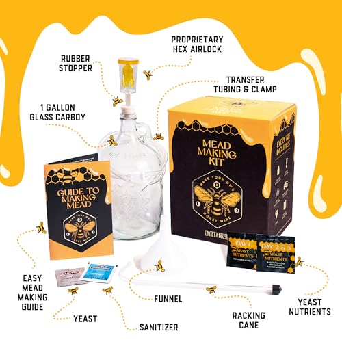 Craft A Brew - Mead Making Kit – Reusable Make Your Own Mead Kit – Yields 1 Gallon of Mead - style: Mead Making Kit
