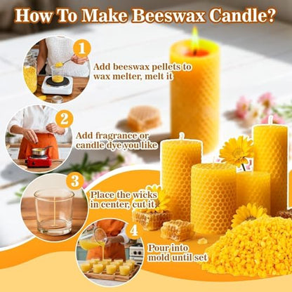 CARGEN Yellow Beeswax Pellets- 430g (0.95lb) Beeswax Pellets Triple-Filtered Natural Bees Wax Cosmetic Grade Bee Wax for DIY Candles Skin Care Lip Balm Soap | Cosmetic Grade Bee Wax for DIY Candle Making, Lip Balm, Soap Making, Skin Care, Crafts, Aromathe
