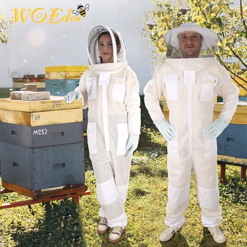 Ventilated Bee Suit, 3 Layer Sting-Proof Beekeeping Suit Beekeeper Suit for Men & Women with Gloves & 2 Beekeeping Veils for Beekeepers - M - size: Medium