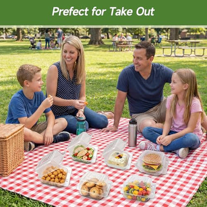 Dealusy 100 Pack Extra Heavy Duty Clear Slice Cake Carriers, Plastic Food Storage Containers, Premium Disposable Takeout Containers with Lids, To Go Boxes for Hamburger, Cake, Dessert, Salad, Sandwich