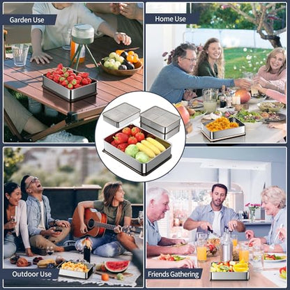 Stainless Steel Food Storage Containers, Silver, Airtight with Vacuum Seal, Stackable Rectangular, 3-Piece Set, BPA-Free Lids, for Meal Prep and Leftovers Storage (deep - 3.3'' Height) - color: Black - 3.3'' Height