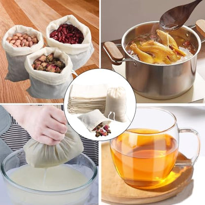 Eketirry Spice Bags, 10pcs Reusable Empty Tea Bags, Muslin Strainer Bags, Soup Bags for Cooking, Natural Cotton Fine Mesh Cheesecloth Bags for Cold Brew Coffee(8 x10Inch) - size: 8 x 10 inch