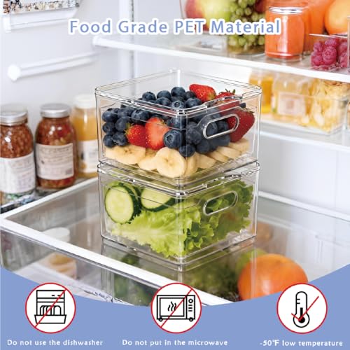2 Pack Fruit Storage Containers for Fridge with Lid & Drain Basket | 3-in-1 Wash-Drain-Store – BPA-free clear containers keep berries/strawberries fresh, ready-to-eat in fridge.