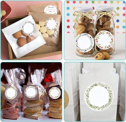 500PCS Canning Label Stickers for Jars and Lids,2Inch Round Jars Labels for Mason Jar,Wreath Designs Kraft Sticker Labels for Food Containers Candle Pantry Spice Lids Bottle Labels (White1) - color: White1