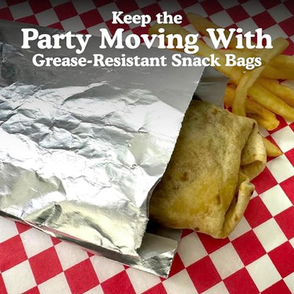 Regency Wraps Grease Resistant Serving Snack Bags, Foil-Lined Bags to Retain Heat, Perfect for Hot Dogs, Burritos, and More, 8.25” x 3.5” x 1.4" (Pack of 25) - size: Pack of 25, style: Hot Dog Bag