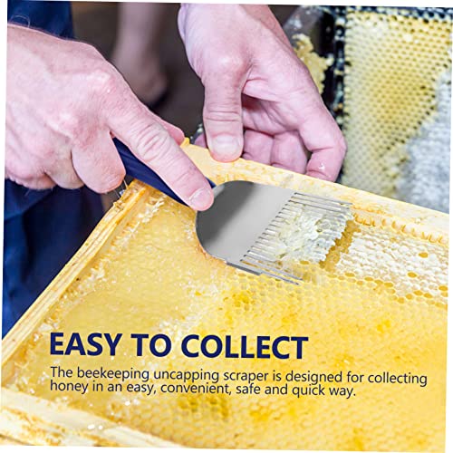 MERRYHAPY Beekeeper Honeycomb Uncapping Tool Multi-Functional Honey Scraper and Fork for Efficient Honey Extraction Durable Stainless Steel and Plastic Design for Easy Use