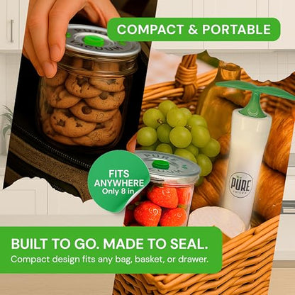 PURE MVP Mason Jar Vacuum Sealer Kit | 3X Faster & 8X the Vacuum of Electric | Premium Handheld High-Suction Vacuum Sealer for Jars | Perfect Seal for Juice, Smoothies, Food for Maximum Freshness - color: Mason Jar Vacuum Sealer Kit