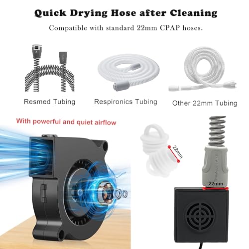 CPAP Cleaning Kit with Hose Dryer for Universal 22mm Tubing, Cpap Cleaner Supplies Includes Collapsible Wash Basin, Hose & Mask Brush, CPAP Holder & Hose End Caps | Make Cpap Cleaning Easier - color: Cpap Cleaning Kit With Hose Dryer