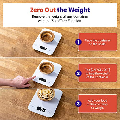 Etekcity Food Kitchen Scale, Digital Mechanical Weighing, Grams and Ounces for Weight Loss, Baking, Cooking, White - color: Clean White