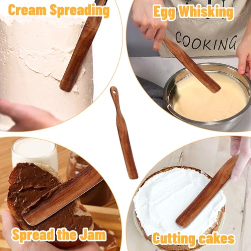 Skinny Wooden Spurtle for Sourdough Starter Spreading Baking Mixing Sourdough Spoon Stirring Stick Wood Bread Spatula Wood Flat Kitchen Utensils for Cooking Flat Spurtles Scraper Jar Spatula