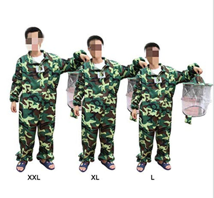 Beekeeping Jumpsuit Suit Beekeeping Protective Equipment Bee Keeping Full Body Cloth with Veil Hood Total Protection for Professional & Beginner Beekeepers - color: Camouflage Green, size: XL