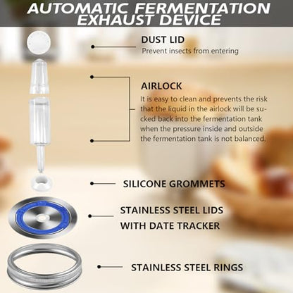 Artcome 22 PC Water Airlock Fermentation Kit - Easy Fermentation Kit for Wide Mouth Mason Jars - (Jars Not Included)