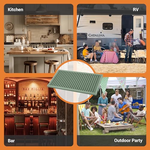 ZJWZLG Bar Mat 5.9"x11.8"(2Pcs) Non-Slip Rubber Bar Mat, Spill Proof & Flat Design,Easy to Clean Textured Surface forHome Bar,Coffee Station, Bartending - Protects Countertops & Glassware (Green). - color: Green-2pcs, size: 6" x 12"