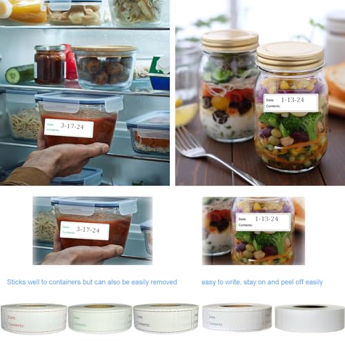 1000pcs Freezer Labels,1x3 inch for Food containers,Food Labels Quick and Easy to Remove- Easy to Write on(White) - color: White-2 Rolls 1000pcs, size: 2 Rolls 1000pcs