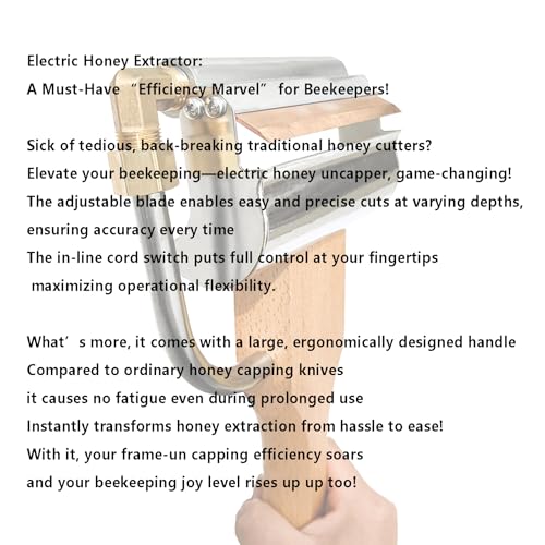 Electric Hot Uncapping Knife Heated Honey Wax Cutter with Constant Temperature Bee Extractor Beekeeping Tools Stainless Steel Blade & Insulated Handle, Beekeeping Honey Harvest Supplies
