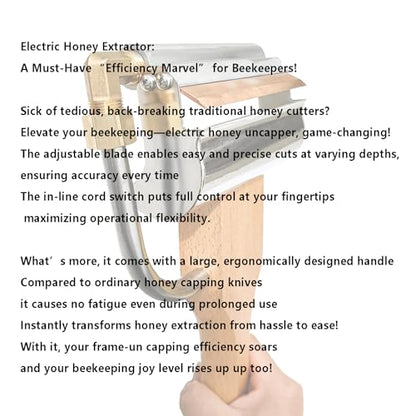 Electric Hot Uncapping Knife Heated Honey Wax Cutter with Constant Temperature Bee Extractor Beekeeping Tools Stainless Steel Blade & Insulated Handle, Beekeeping Honey Harvest Supplies