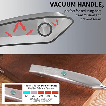 Spaghetti Server, [Rustproof, Integral Forming, Durable] Newness 304 Stainless Steel Pasta Fork with Vacuum Ergonomic Handle, Comfortable Grip Design Spaghetti Server for Kitchen, 14.33 Inches - size: Spaghetti Server