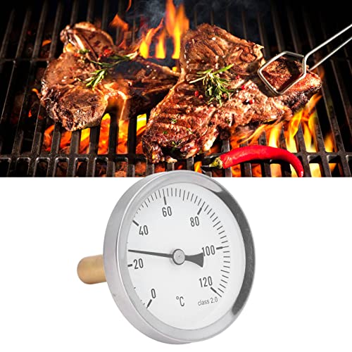63MM Dial Thermometer, Temperature Measurement Range 0～120℃, IP55 Waterproof, Bimetallic Pointer Type Thermometer for Textile, Medicine, Barbecue and Other Industries