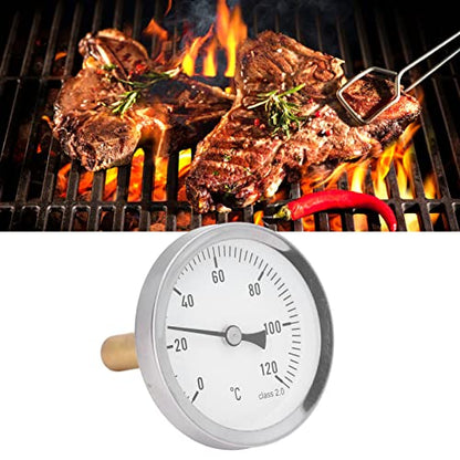 63MM Dial Thermometer, Temperature Measurement Range 0～120℃, IP55 Waterproof, Bimetallic Pointer Type Thermometer for Textile, Medicine, Barbecue and Other Industries
