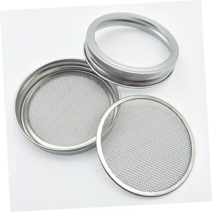 2pcs Stainless Steel Sprouting Jar Lids Wide Mouth Mason Jar Lids Straw for Sprouting Cans