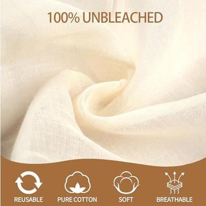 10-Pack Hemmed Cheesecloths - 20"X20" Reusable Unbleached Cotton For Cheese Making, Nut Milk, Yogurt Straining & Crafts. Food-Grade, Pre-Cut With Reinforced Edges - size: 10 Pack