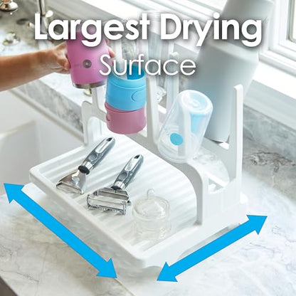 PopYum Gray Space Saving Drying Rack from 100% Recycled Bottles | Space Saving, Made from 100% Recycled Bottles, Countertop, For Baby Bottle, Plastic Bags, Cups, Glass, Tumblers, Compact - color: Gray