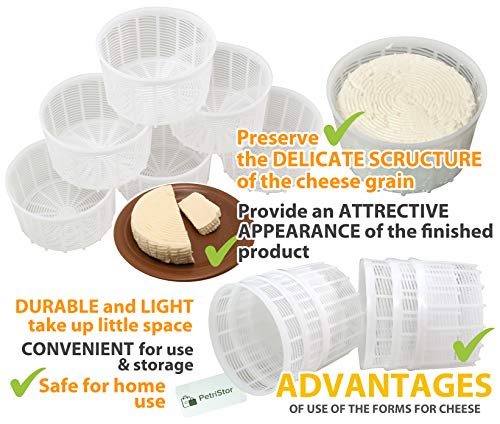 6 pcs Soft Cheese Mold for Cheese Making 1.25QT - Small Cheese Mold - Homemade Cheese Making Supplies - Cream Cheese Form Mold - Molde Para Queso Fresco Casero - Feta Ricotta Cheese Making Basket