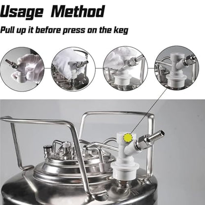 PERA Ball Lock Disconnect Set Keg Fittings with MFL Thread Swivel Nuts,Corny Keg Parts Connectors Fittings with Stainless Steel 5/16'' Gas and 1/4'' Liquid Barbs with clamps for Homebrew (4 pairs)