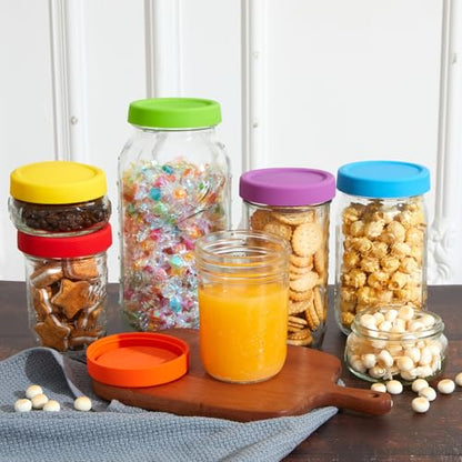 Teenyyou 6 Pcs Silicone Wide Mouth Lids Mason Jar Lids Thickened Leak Proof Lid for 86 mm All Wide Mouth Mason Jars, Reusable Large Canning Jar Caps Housewarming Gift (Classic) - color: Classic, size: 86 mm
