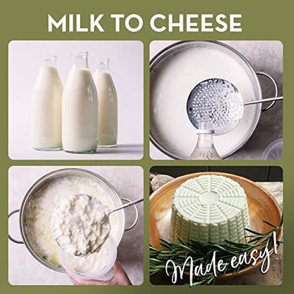Easy Cheesemaking Set | 5 Cheese Molds + Cheese Making Book | Made in Italy | Recipes to Make Ricotta, Paneer, Goats Cheese, Quark and More | Professional Cheese Press Basket Mold Set of Strainers - size: Set of 5 + Book