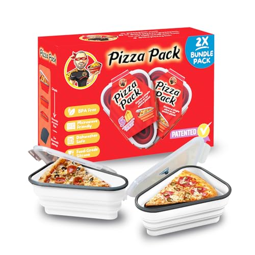 PIZZA PACK The Perfect Reusable Pizza Storage Container with 5 Microwavable Serving Trays - BPA-Free Adjustable Pizza Slice Container to Organize & Save Space, 2 Pack, White - color: White, size: 2 Pack