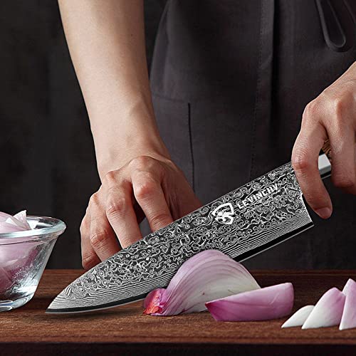 Damascus Chef's Knife 8 inch Professional Handmade Damascus Stainless Steel Kitchen Knife, Superb Edge Retention, Stain & Corrosion Resistant, Ergonomic PAKKA Wood Handle - color: 8" Damascus Professional Chef Knife